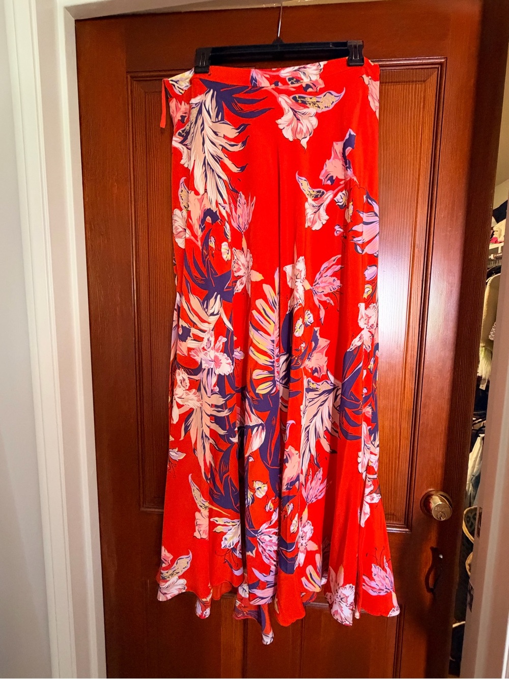 Red Floral Maxi Skirt- Vintage Anthropologie